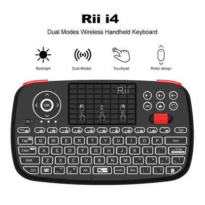 I4 Mini Bluetooth Wireless Keyboard with Touchpad 2.4Ghz Backlit Mouse Remote Control for Windows Android TV Box Smart TV