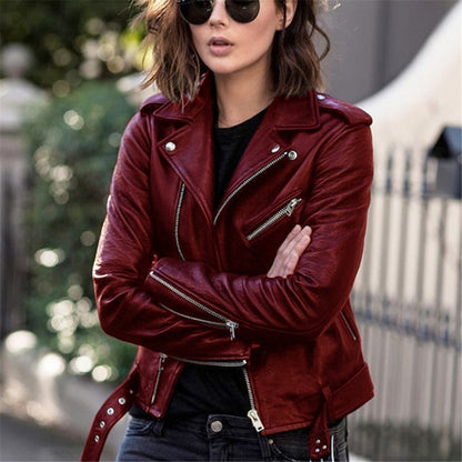 Women's Leather Jacket 2025 New Autumn Short Spring Korean Version Pu Motorcycle Jacket Slim Fit Winter Leather Jacket