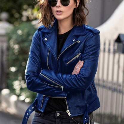 Women's Leather Jacket 2025 New Autumn Short Spring Korean Version Pu Motorcycle Jacket Slim Fit Winter Leather Jacket