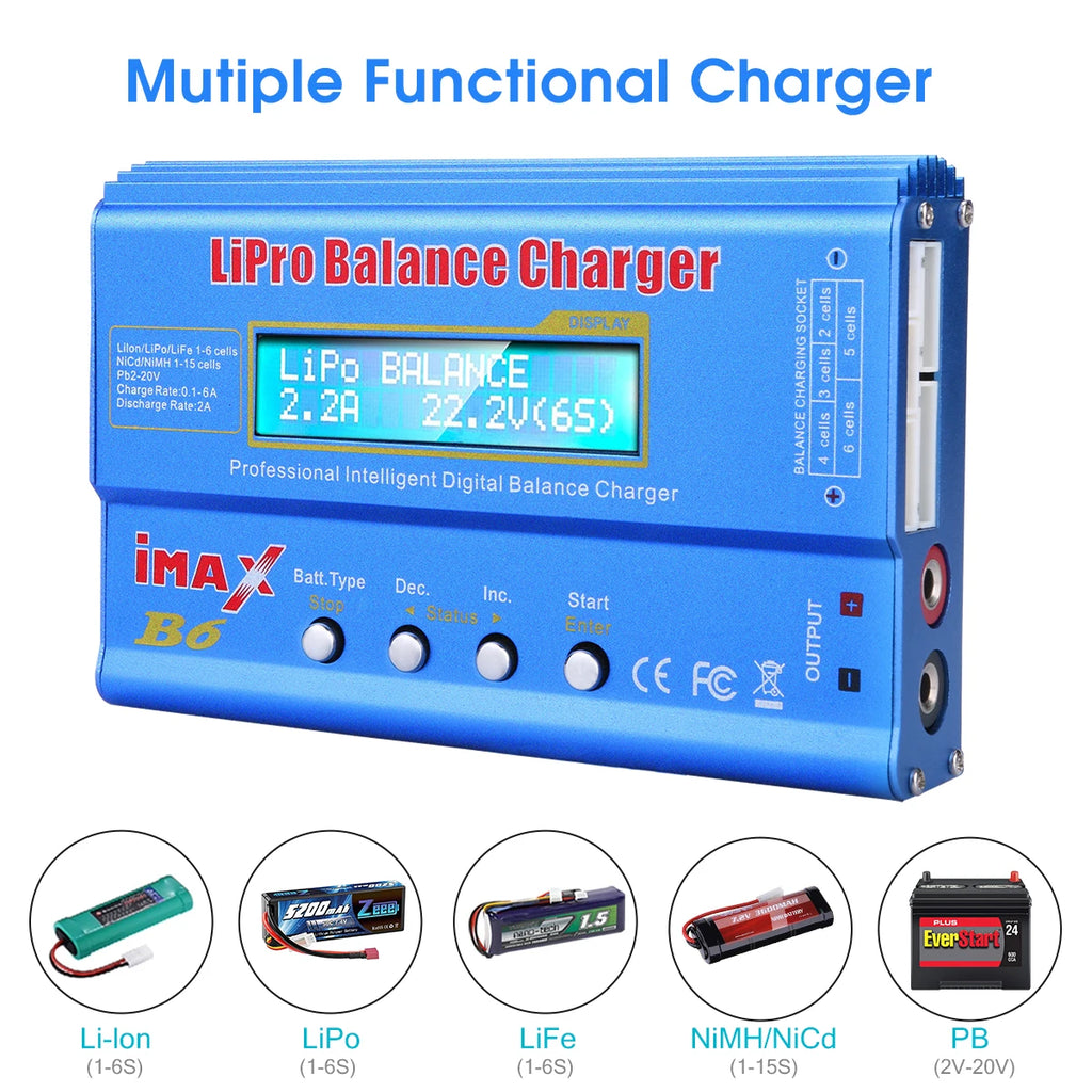 Imax B6 80W Battery Charger Lipo Nimh Li-Ion Ni-Cd Digital RC Lipo Charger + 15V 6A Adapter Balance Charger Discharger