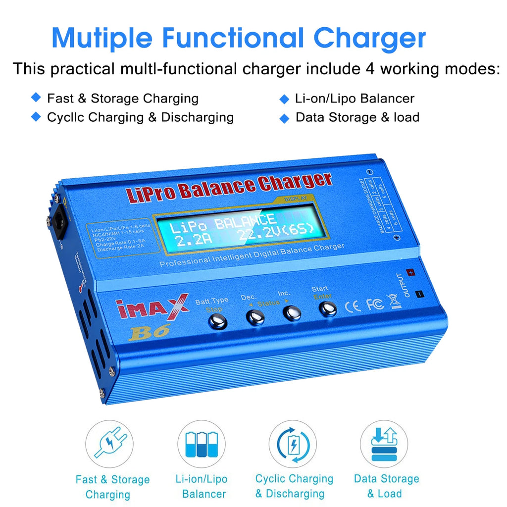 Imax B6 80W Battery Charger Lipo Nimh Li-Ion Ni-Cd Digital RC Lipo Charger + 15V 6A Adapter Balance Charger Discharger