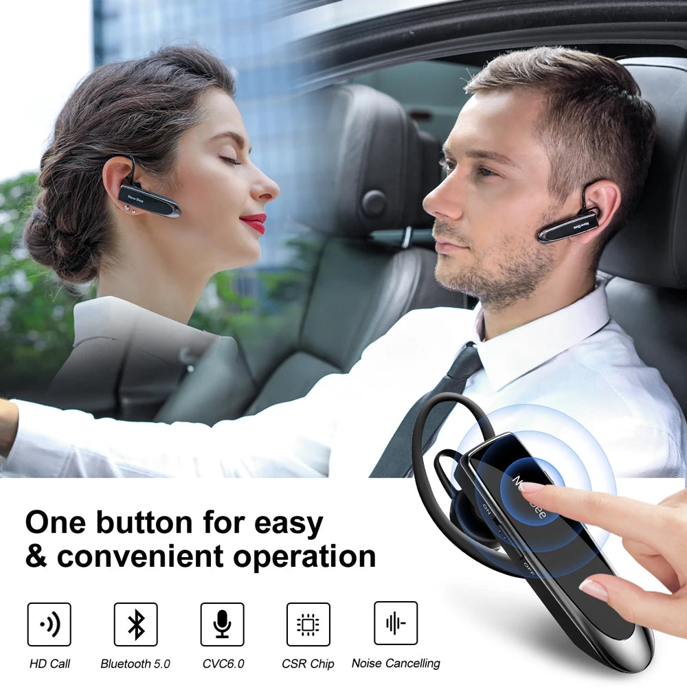 Bluetooth Headset Wireless Earphones Headphones with Mic 24Hrs Earbuds Single Earpiece Mini Handsfree for Driver Office