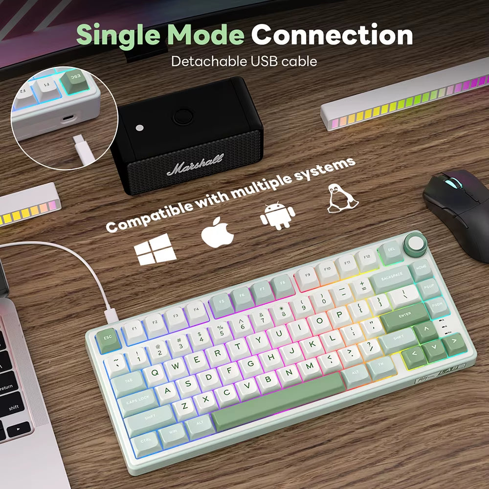 Royal Kludge R75 Gasket Wired Mechanical Keyboard 80 Keys RGB Backlit Hot-Swappable Spanish Gamer Keyboard MDA PBT Keycaps
