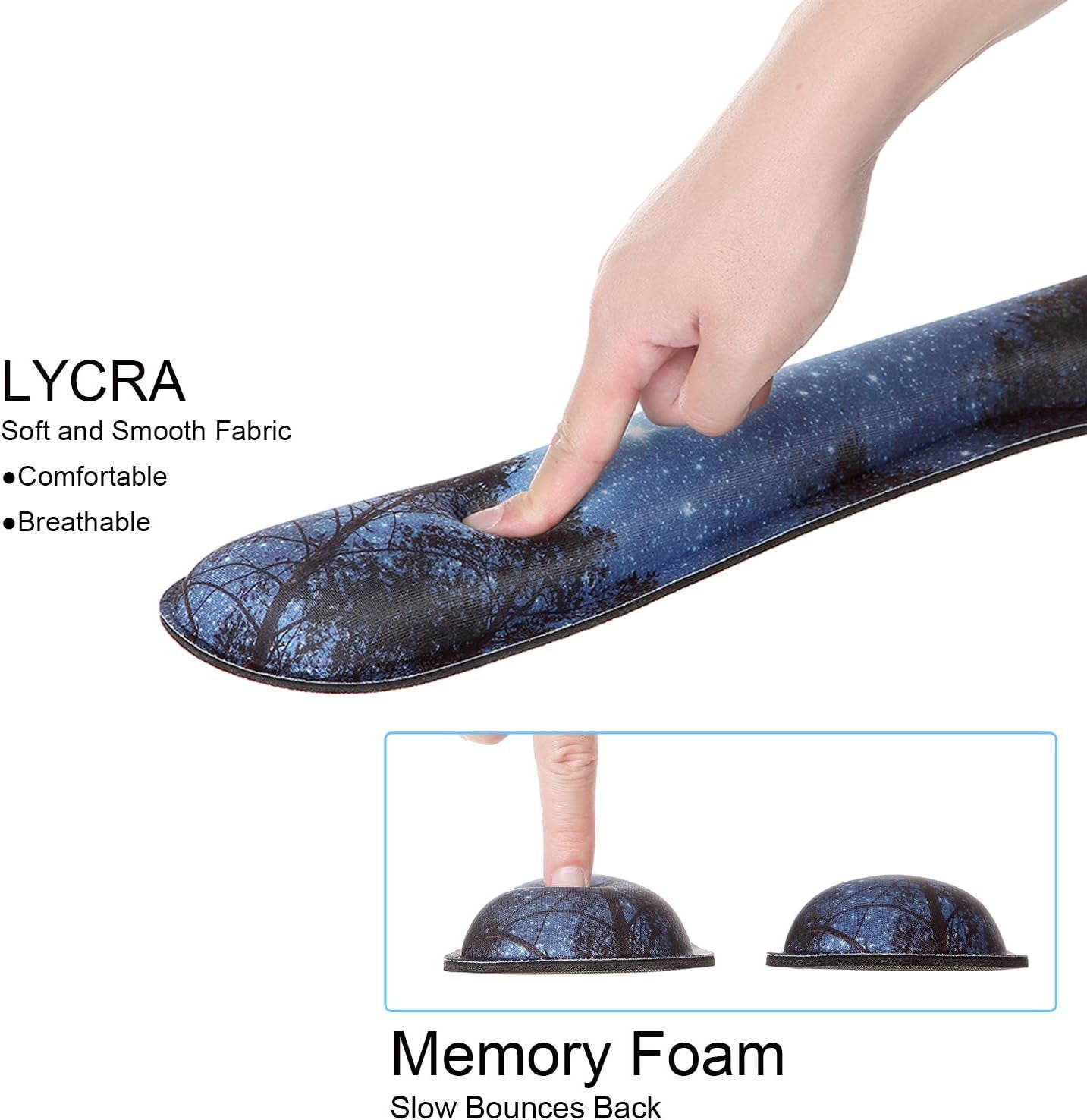 3 in 1 Ergonomic Mouse Pad with Wrist Support and Keyboard Wrist Rest Pad Set with Coaster,  Wrist Pad with Non-Slip Rubber Base and Raised Memory Foam, Easy Typing & Pain Relief, Forest Starry