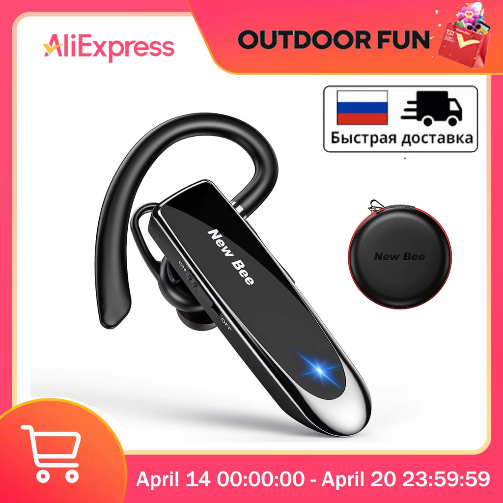 Bluetooth Headset Wireless Earphones Headphones with Mic 24Hrs Earbuds Single Earpiece Mini Handsfree for Driver Office