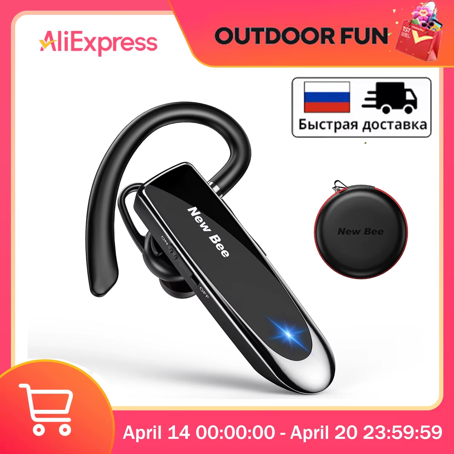 Bluetooth Headset Wireless Earphones Headphones with Mic 24Hrs Earbuds Single Earpiece Mini Handsfree for Driver Office