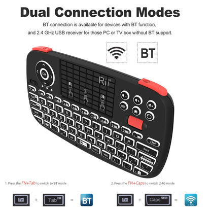 I4 Mini Bluetooth Wireless Keyboard with Touchpad 2.4Ghz Backlit Mouse Remote Control for Windows Android TV Box Smart TV
