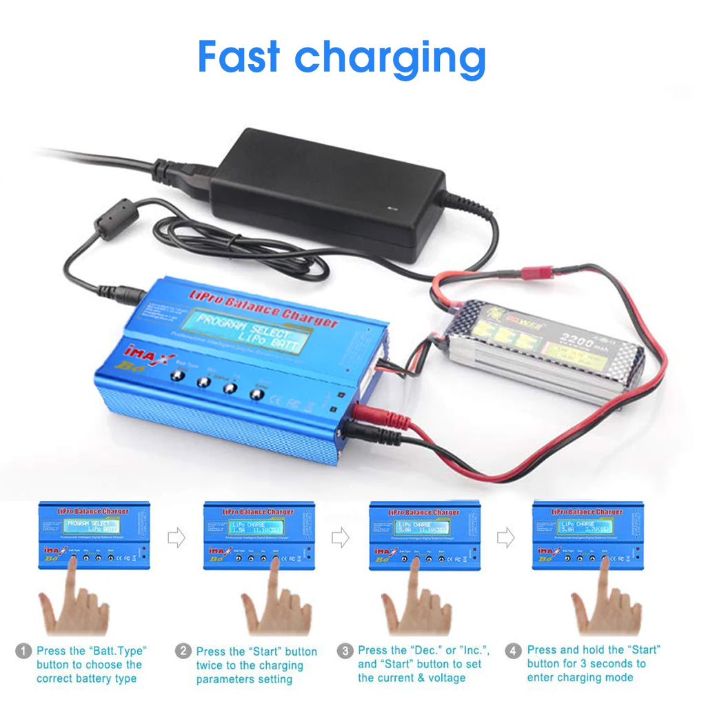 Imax B6 80W Battery Charger Lipo Nimh Li-Ion Ni-Cd Digital RC Lipo Charger + 15V 6A Adapter Balance Charger Discharger