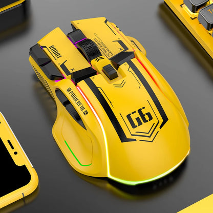 Tri-Mode 2.4G USB Bluetooth Wireless Gamimg Mouse 12 Keys RGB Game Wired Meche Mice for Windows IOS Home Office Laptop PC Gamer