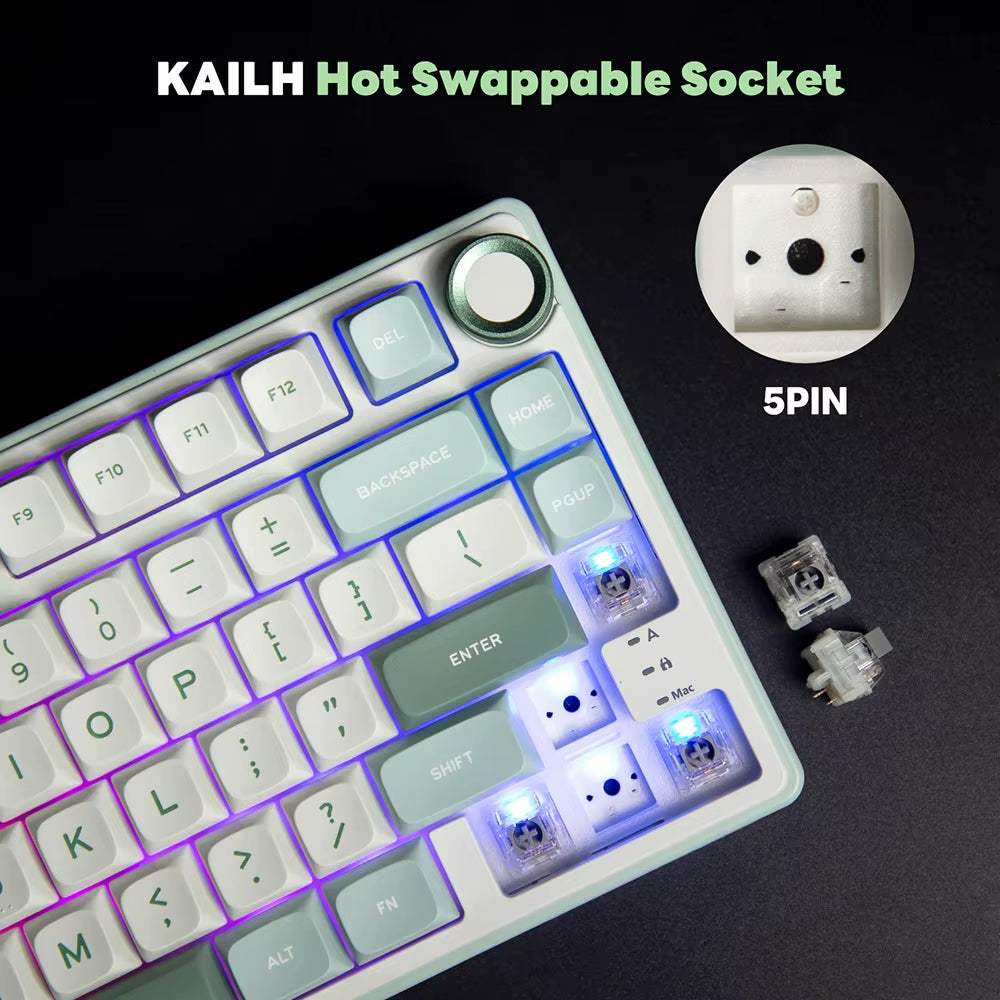 Royal Kludge R75 Gasket Wired Mechanical Keyboard 80 Keys RGB Backlit Hot-Swappable Spanish Gamer Keyboard MDA PBT Keycaps