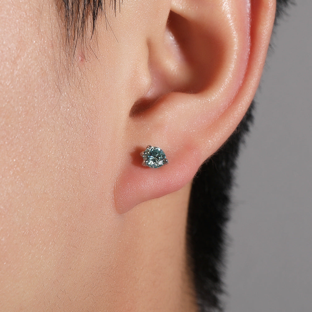 Light Luxury All-match S925 Silver Moissanite Dragon Claw Earrings for Men and Women with High-end Sense Instagram Style Fashionable Distinctive Earrings