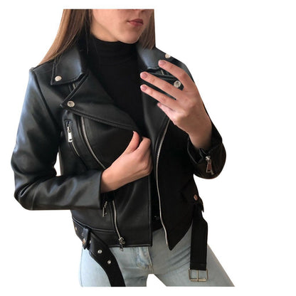 Women's Leather Jacket 2025 New Autumn Short Spring Korean Version Pu Motorcycle Jacket Slim Fit Winter Leather Jacket