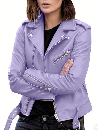 Women's Leather Jacket 2025 New Autumn Short Spring Korean Version Pu Motorcycle Jacket Slim Fit Winter Leather Jacket