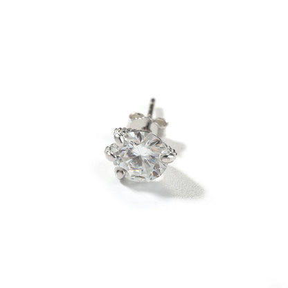 Light Luxury All-match S925 Silver Moissanite Dragon Claw Earrings for Men and Women with High-end Sense Instagram Style Fashionable Distinctive Earrings