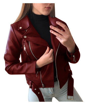 Women's Leather Jacket 2025 New Autumn Short Spring Korean Version Pu Motorcycle Jacket Slim Fit Winter Leather Jacket