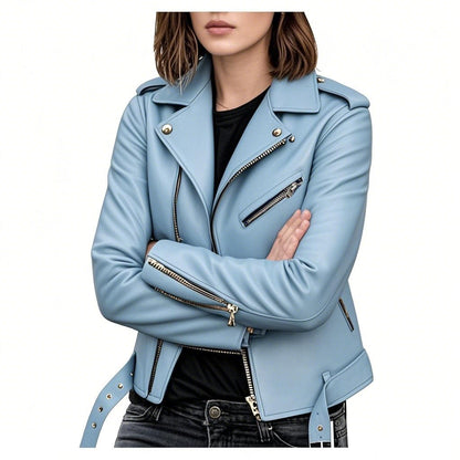 Women's Leather Jacket 2025 New Autumn Short Spring Korean Version Pu Motorcycle Jacket Slim Fit Winter Leather Jacket