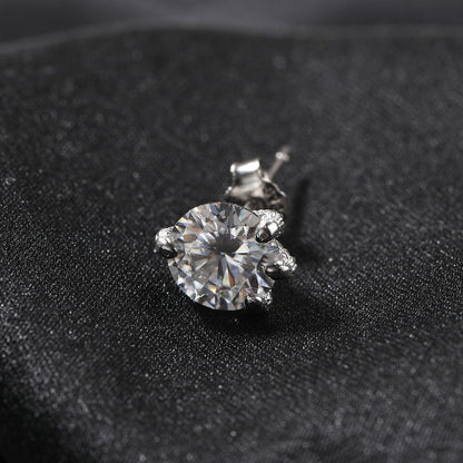 Light Luxury All-match S925 Silver Moissanite Dragon Claw Earrings for Men and Women with High-end Sense Instagram Style Fashionable Distinctive Earrings