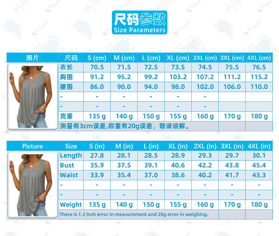 2024 Export Popular Sleeveless Square Collar Vest T-Shirt for Women Pure Color Pleated Swallowtail Suspender Fashionable Inner Top