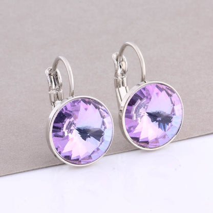 Cross-border Hot Selling 12mm Round Edge Color Earrings Jewelry Classic Earrings Women's Simple Fashion Elegant Commodities