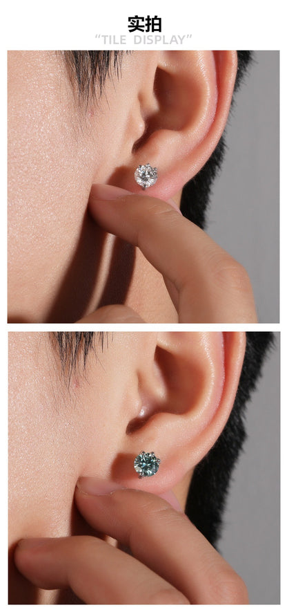Light Luxury All-match S925 Silver Moissanite Dragon Claw Earrings for Men and Women with High-end Sense Instagram Style Fashionable Distinctive Earrings