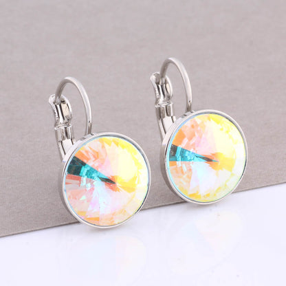 Cross-border Hot Selling 12mm Round Edge Color Earrings Jewelry Classic Earrings Women's Simple Fashion Elegant Commodities