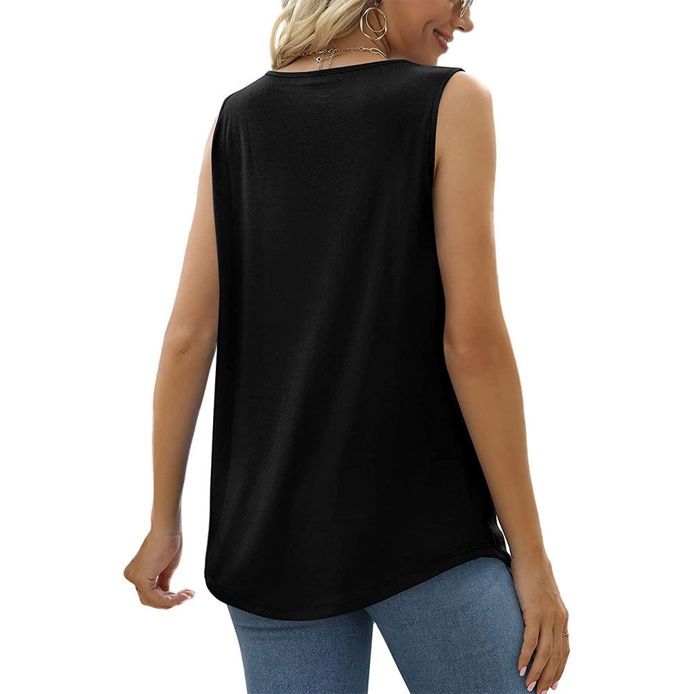 2024 Export Popular Sleeveless Square Collar Vest T-Shirt for Women Pure Color Pleated Swallowtail Suspender Fashionable Inner Top