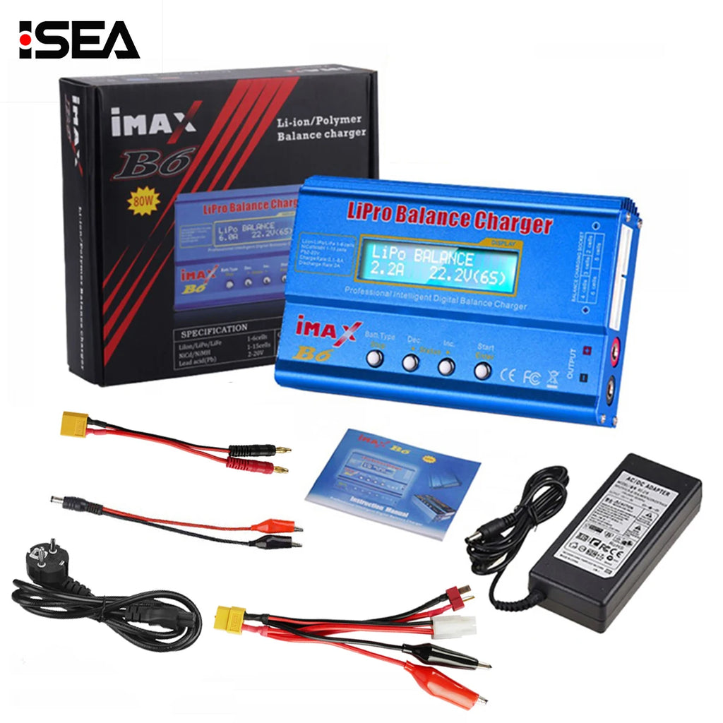 Imax B6 80W Battery Charger Lipo Nimh Li-Ion Ni-Cd Digital RC Lipo Charger + 15V 6A Adapter Balance Charger Discharger