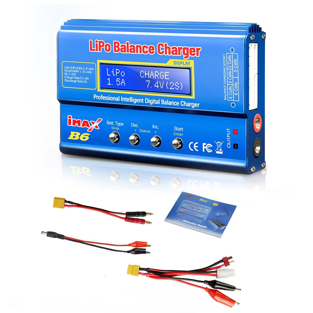 Imax B6 80W Battery Charger Lipo Nimh Li-Ion Ni-Cd Digital RC Lipo Charger + 15V 6A Adapter Balance Charger Discharger