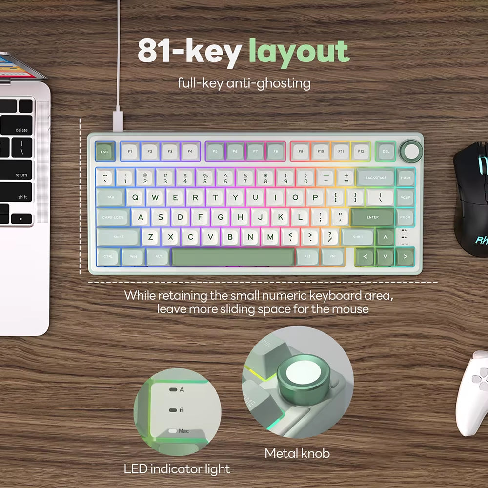 Royal Kludge R75 Gasket Wired Mechanical Keyboard 80 Keys RGB Backlit Hot-Swappable Spanish Gamer Keyboard MDA PBT Keycaps